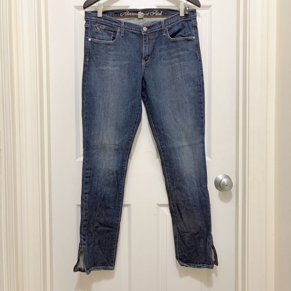 NEW Abercrombie and Fitch Skinny Jeans Ankle Zip Sz 10 Dark Wash Mid Rise Casual